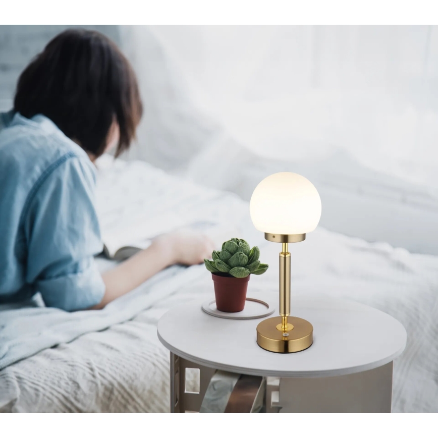 Globo - LED Pritemdoma įkraunama jutiklinė stalinė lempa LED/2,5W/5V 1800mAh 2700/4000/6500K žalvaris