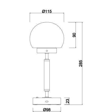 Globo - LED Pritemdoma įkraunama jutiklinė stalinė lempa LED/2,5W/5V 1800mAh 2700/4000/6500K žalvaris