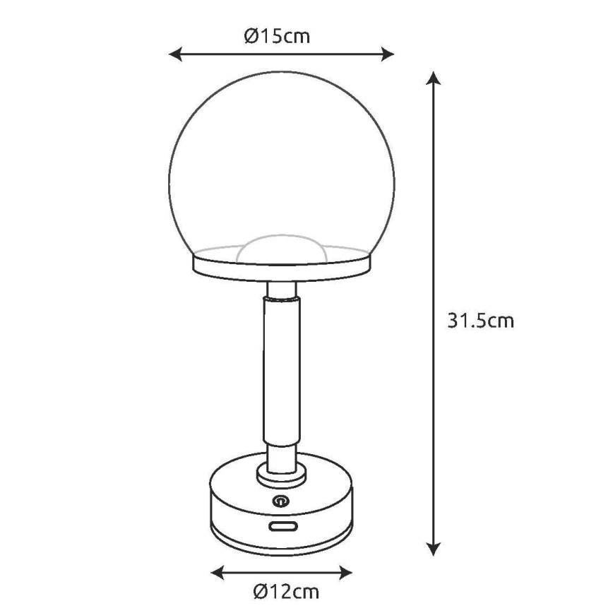 Globo - LED Pritemdoma įkraunama jutiklinė stalinė lempa LED/2,5W/5V 1800mAh 2700/4000/6500K juoda
