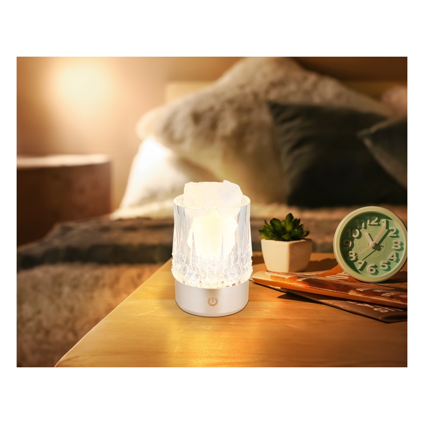 Globo - LED reguliuojama jutiklinė stalinė lempa LED/1W/5V 3000K 1200 mAh sidabrinė