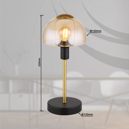 Globo - Stalas jutiklinė lempa 1xE14/25W/230V juoda/auksas