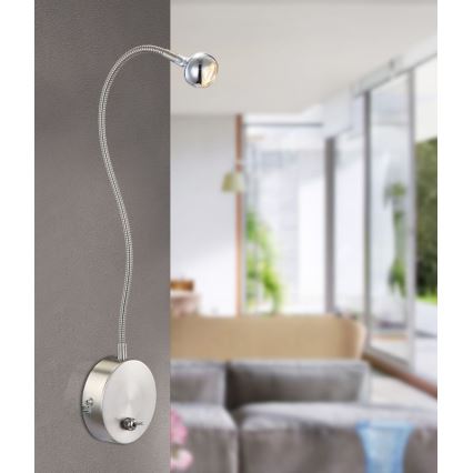 Globo - LED Lankstus maža lempa LED/3W/230V blizgus chromas