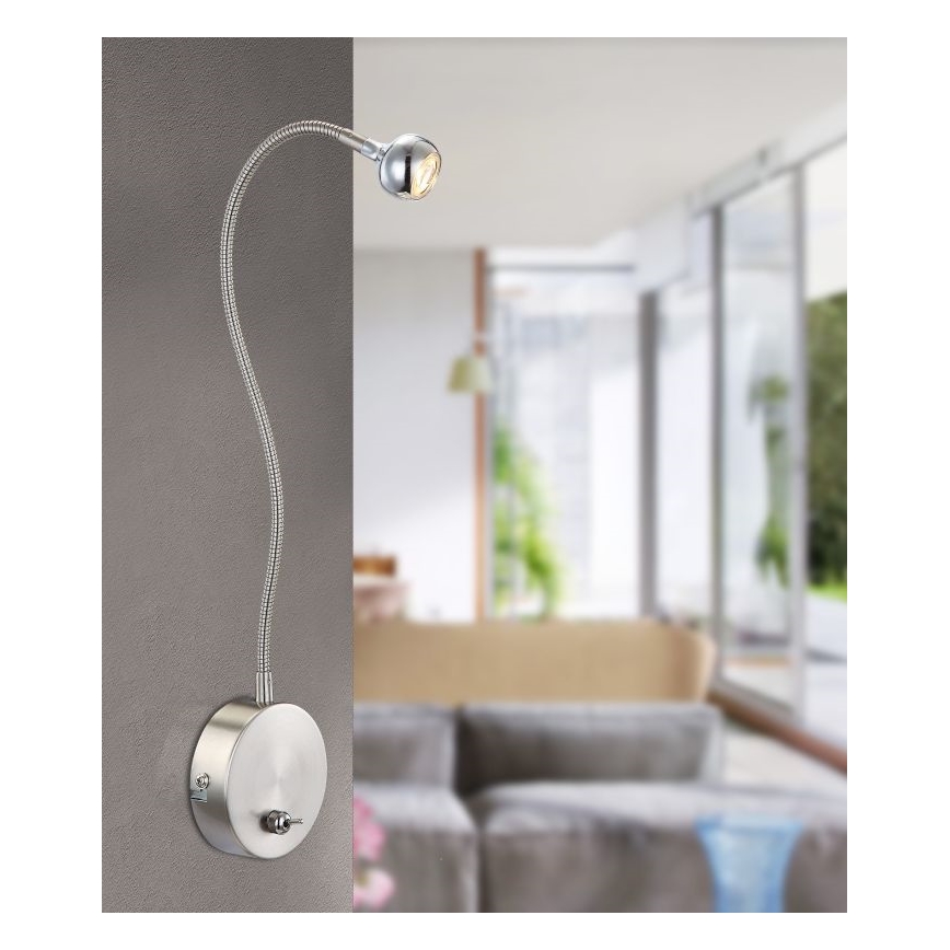 Globo - LED Lankstus maža lempa LED/3W/230V blizgus chromas