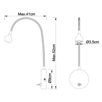 Globo - LED Lankstus maža lempa LED/3W/230V blizgus chromas