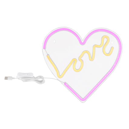 Globo - LED Neoninė sienų apdaila LED/3W/USB širdis