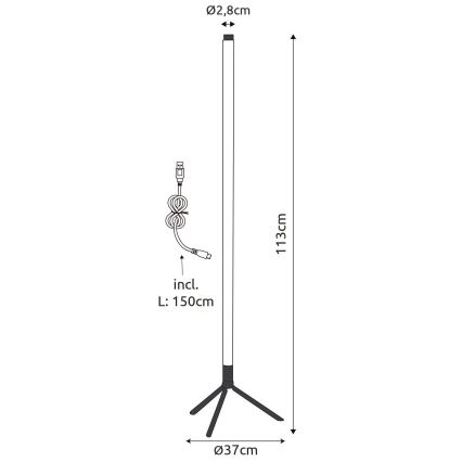 Globo - LED RGB reguliuojama grindų lempa LED/7W/5V + nuotolinio valdymo pultas