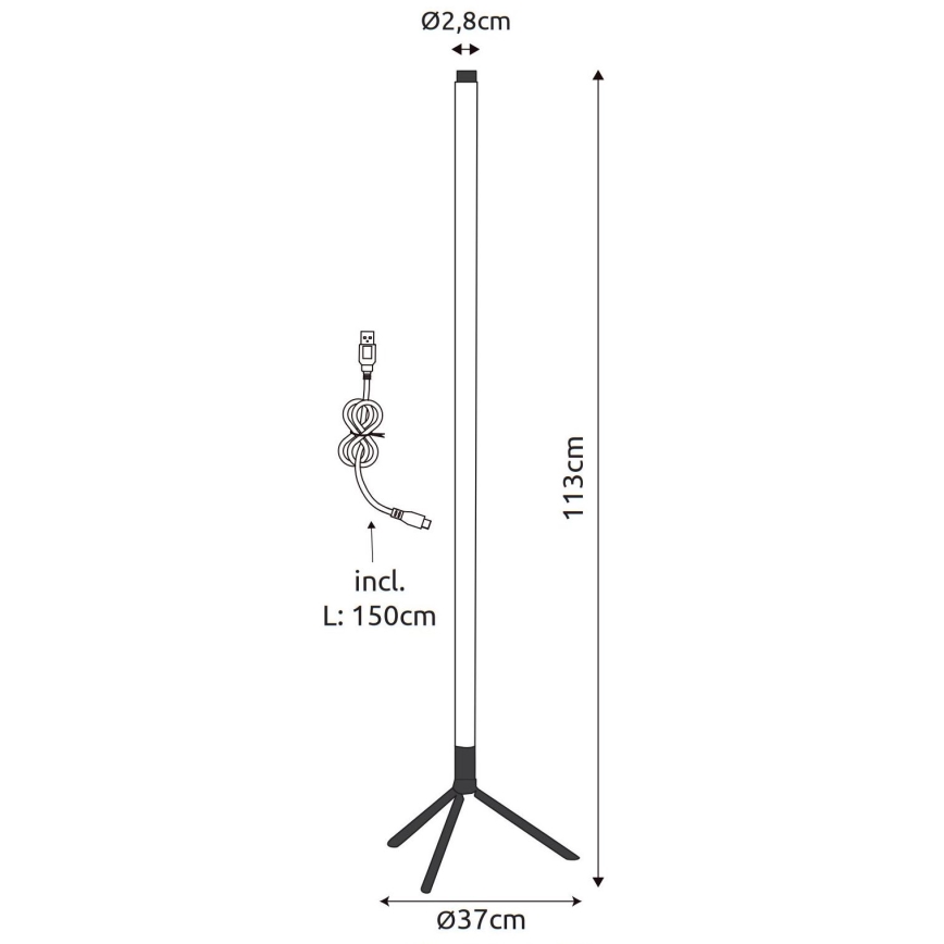 Globo - LED RGB Reguliuojamas toršeras LED/7W/5V + nuotolinio valdymo pultas