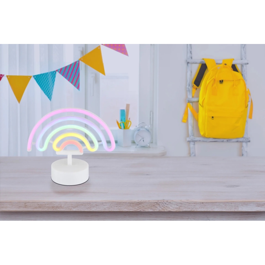 Globo - LED Neoninis stalas dekoracija LED/2W/3xAA vaivorykštė