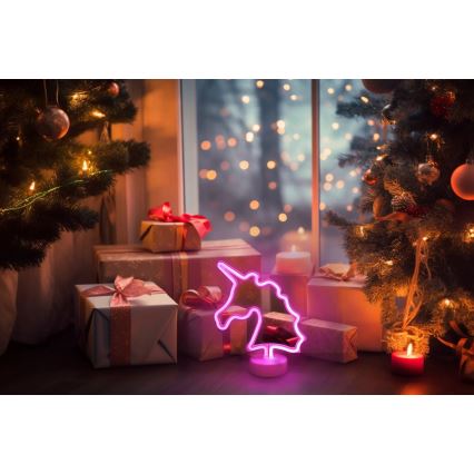 Globo - LED Neoninis stalas dekoracija LED/2W/3xAA vienaragis