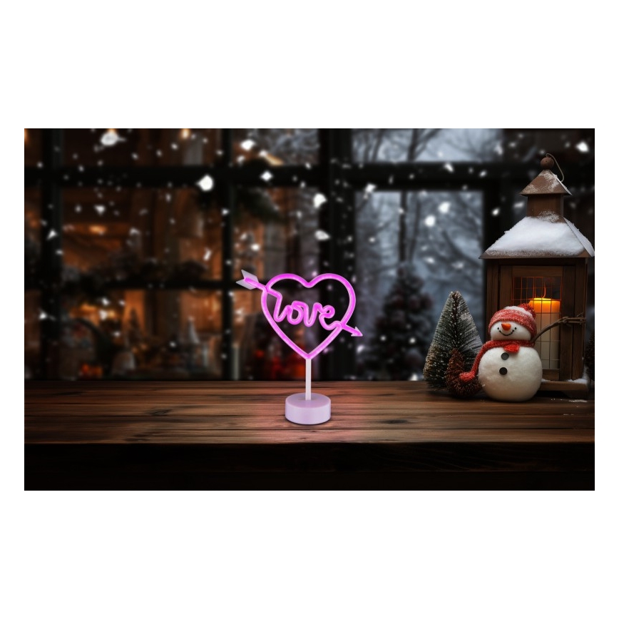 Globo - LED Neoninis stalas dekoracija LED/2W/3xAA širdis