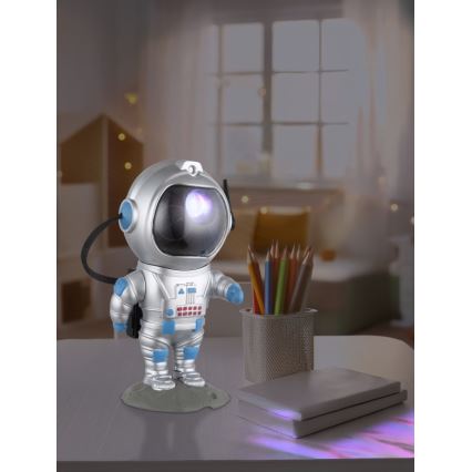 Globo - LED RGB Stalo lempa LED/4,5W/5V kosmonautas sidabrinė