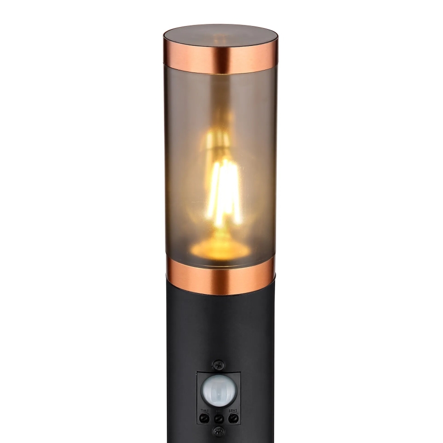 Globo - Lauko šviestuvas su jutikliu 1xE27/15W/230V IP44 110 cm juoda/varis