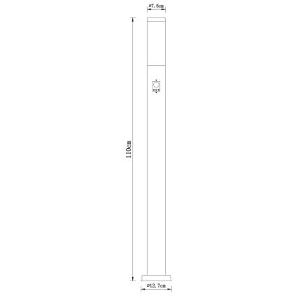 Globo - Lauko šviestuvas su jutikliu 1xE27/60W/230V 110 cm IP44