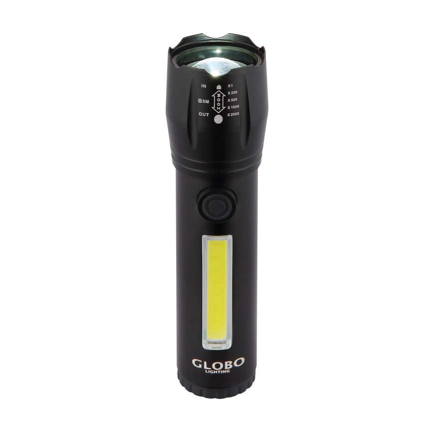 Globo - LED pakraunamas žibintuvėlis LED/3W/5V + COB/3W 5500K 1200 mAh