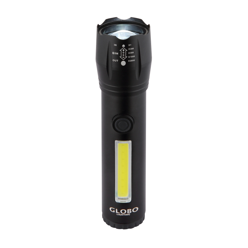 Globo - LED pakraunamas žibintuvėlis LED/3W/5V + COB/3W 5500K 1200 mAh