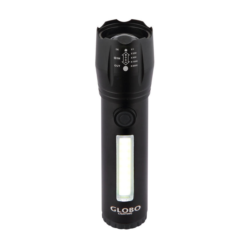 Globo - LED pakraunamas žibintuvėlis LED/3W/5V + COB/3W 5500K 1200 mAh