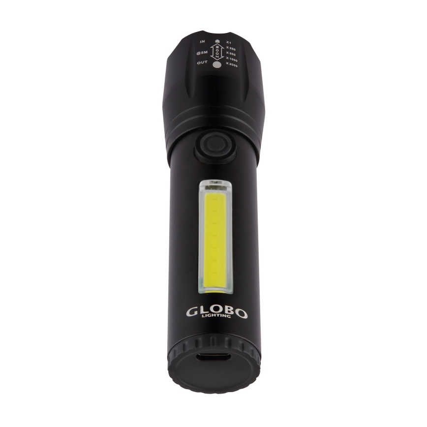 Globo - LED pakraunamas žibintuvėlis LED/3W/5V + COB/3W 5500K 1200 mAh