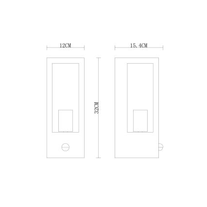 Globo Sieninis šviestuvas su jutikliu 1xE27/60W/230V IP44