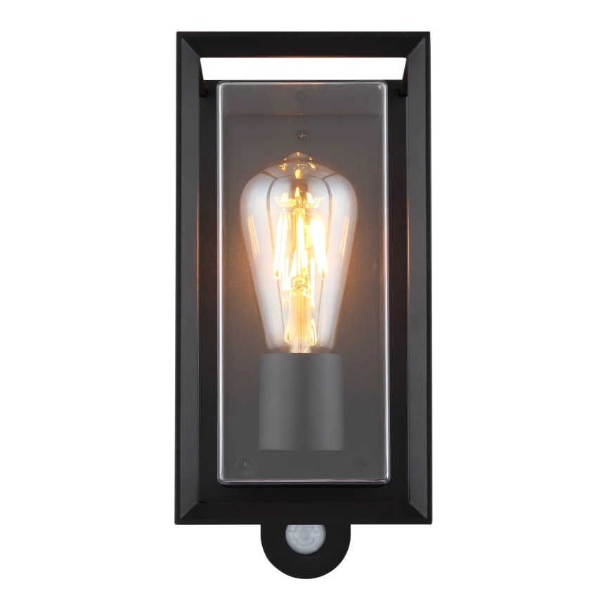 Globo - Lauko sieninis šviestuvas su jutikliu 1xE27/60W/230V IP44 juoda