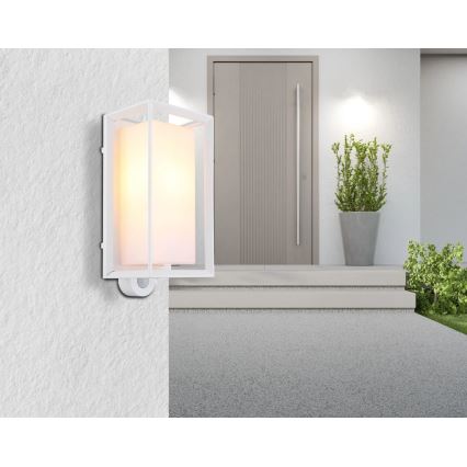Globo - Lauko sieninis šviestuvas su jutikliu 1xE27/60W/230V IP44 balta