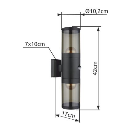 Globo - Lauko sieninis šviestuvas 2xE27/60W/230V IP44
