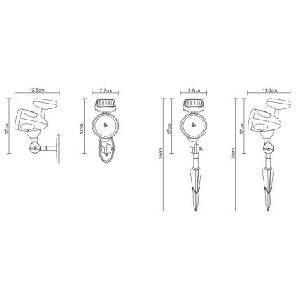 Globo - LED Saulės energija įkraunamas apšvietimas 3xLED/0,06W IP44