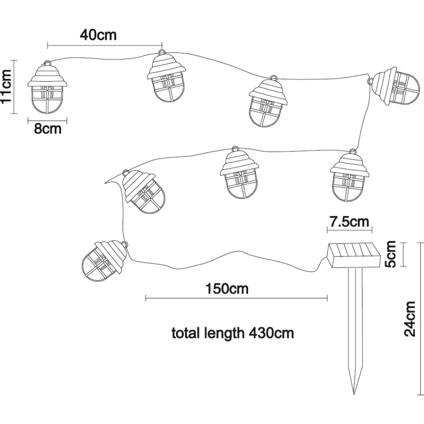 Globo - LED Saulės Dekoratyvinis šviestuvas 8xLED/3,2V IP44