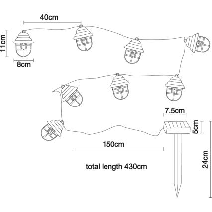 Globo - LED Saulės energijos dekoratyvinis šviestuvas 8xLED/3,2V IP44
