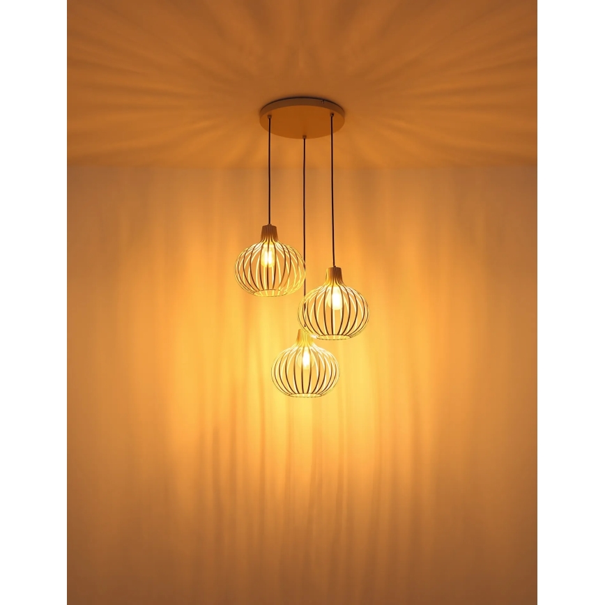 Globo - Pakabinamas šviestuvas ant laido 3xE27/40W/230V smėlio spalvos