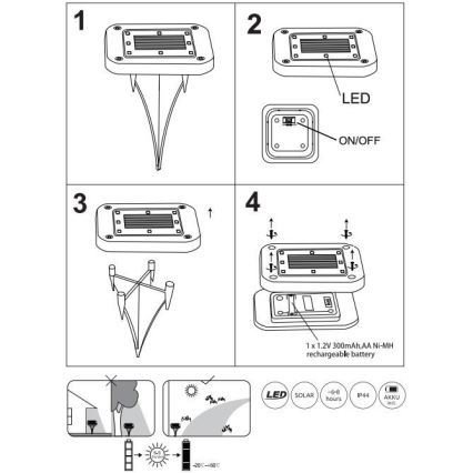 Globo - KOMPLEKTAS 2x LED apšvietimas, įkraunamas saulės energija LED/0,8W/1,2V IP44 300 mAh