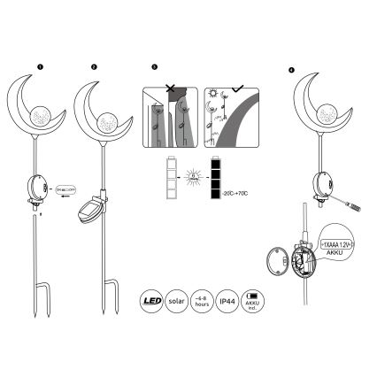 Globo - LED Saulės energijos šviestuvas LED/0,02W/3V 600mAh IP44 bronzos