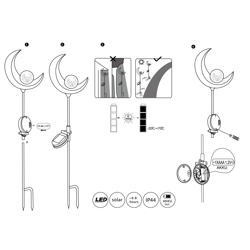 Globo - LED Saulės energijos šviestuvas LED/0,02W/3V 600mAh IP44 bronzos