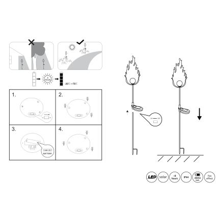 Globo - LED apšvietimas, įkraunamas saulės energija LED/0,04W/3V IP44