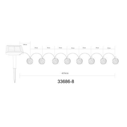 Globo - LED Saulės Dekoratyvinė girlianda 98xLED/0,1W/3V 410 cm IP44