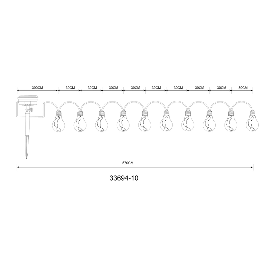 Globo - LED Saulės Dekoratyvinė girlianda 50xLED/0,06W/3,2V 570 cm IP44