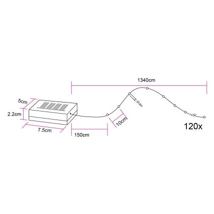 Globo - LED saulės girlianda 120 LED/3,2 V IP44 13,4 m 600 mAh