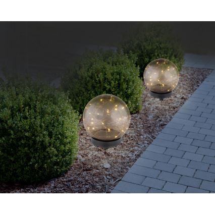 Globo - LED apšvietimas, įkraunamas saulės energija 20xLED/0,06W/1,2V diametras 15 cm IP44
