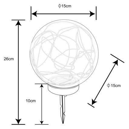 Globo - LED apšvietimas, įkraunamas saulės energija 20xLED/0,06W/1,2V diametras 15 cm IP44