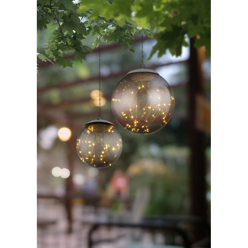 Globo - LED sietynas, įkraunamas saulės energija ant grandinės 20xLED/0,06W/1,2V diametras 15 cm IP44