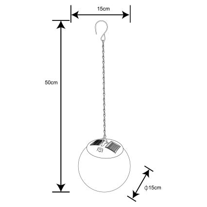 Globo - LED sietynas, įkraunamas saulės energija ant grandinės 20xLED/0,06W/1,2V diametras 15 cm IP44