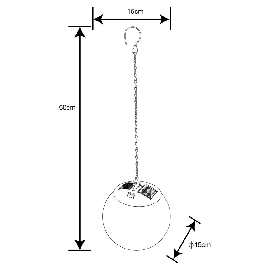 Globo - LED sietynas, įkraunamas saulės energija ant grandinės 20xLED/0,06W/1,2V diametras 15 cm IP44