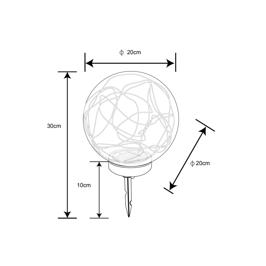 Globo - LED apšvietimas, įkraunamas saulės energija 30xLED/0,06W/1,2V diametras 20 cm IP44
