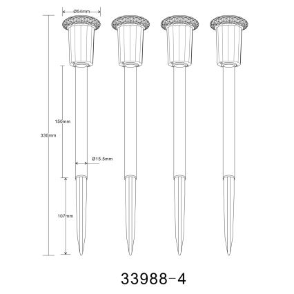 Globo - KOMPLEKTAS 4x LED apšvietimas, įkraunamas saulės energija LED/0,06W/1,2V IP44 100 mAh