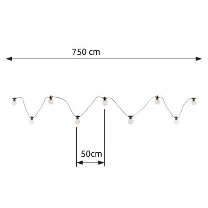 Globo - LED Dekoratyvinė lauko girlianda 10xLED/0,27W/230V 7,5 m IP44 juoda