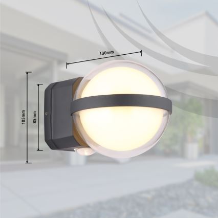 Globo - LED sieninis lauko šviestuvas LED/12W/230V IP54 juoda