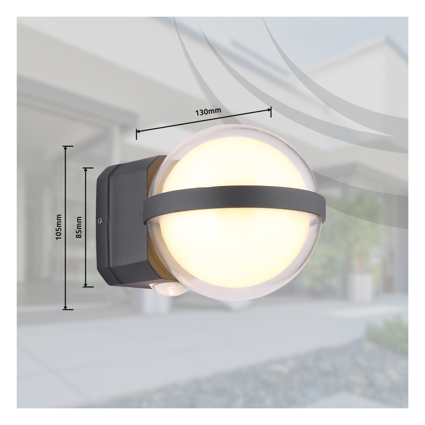 Globo - LED sieninis lauko šviestuvas LED/12W/230V IP54 juoda