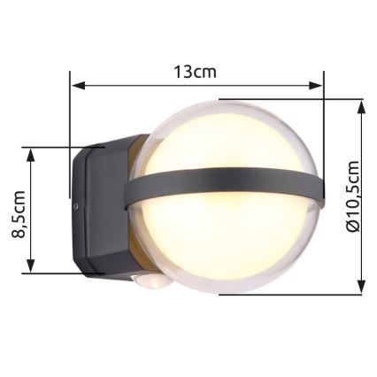 Globo - LED sieninis lauko šviestuvas LED/12W/230V IP54 juoda