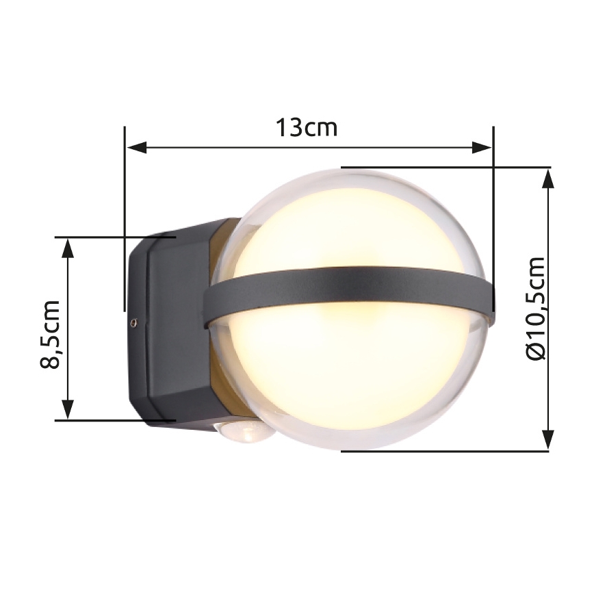 Globo - LED sieninis lauko šviestuvas LED/12W/230V IP54 juoda