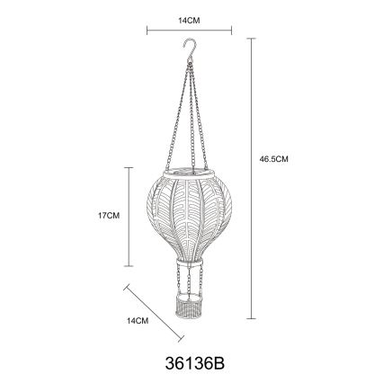 Globo - Pakabinama saulės dekoracija 20xLED/0,5W/3V IP44 Skraidantis balionas