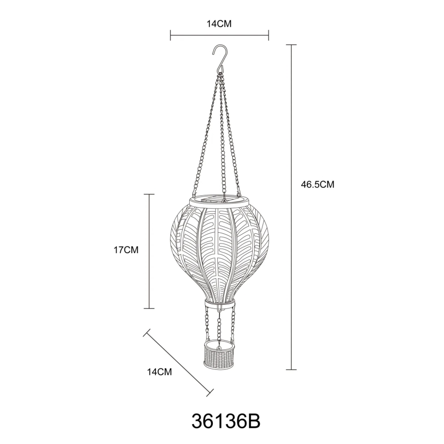 Globo - Pakabinama saulės dekoracija 20xLED/0,5W/3V IP44 Skraidantis balionas